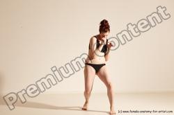 Underwear Martial art Woman White Moving poses Slim medium brown Dynamic poses Academic